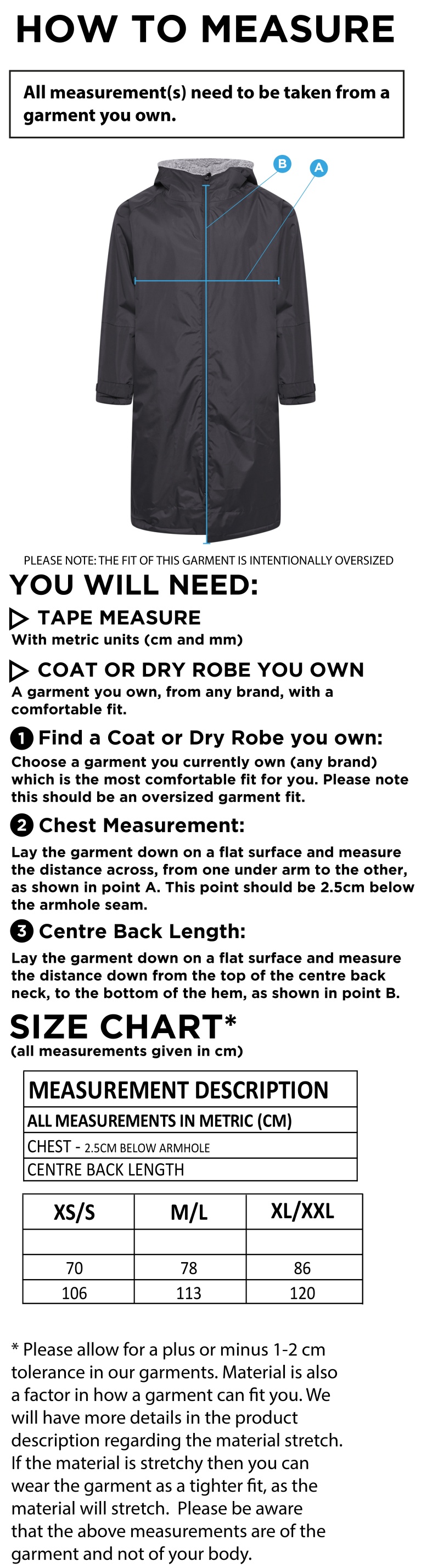 St Christophers School Staff - Active Thermal Fleece Robe - Unisex Fit - Size Guide