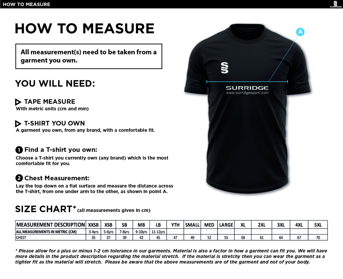 St Christophers School Staff - Dual Gym T-Shirt - Unisex Fit - Size Guide
