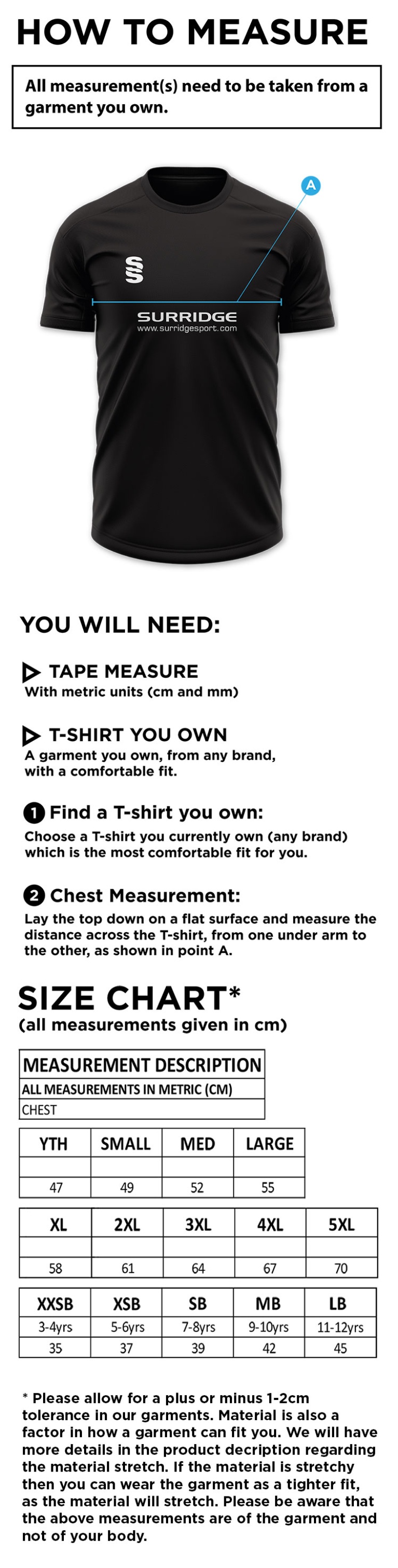 St Christophers School Students - Dual Games Shirt - Unisex Fit - Size Guide