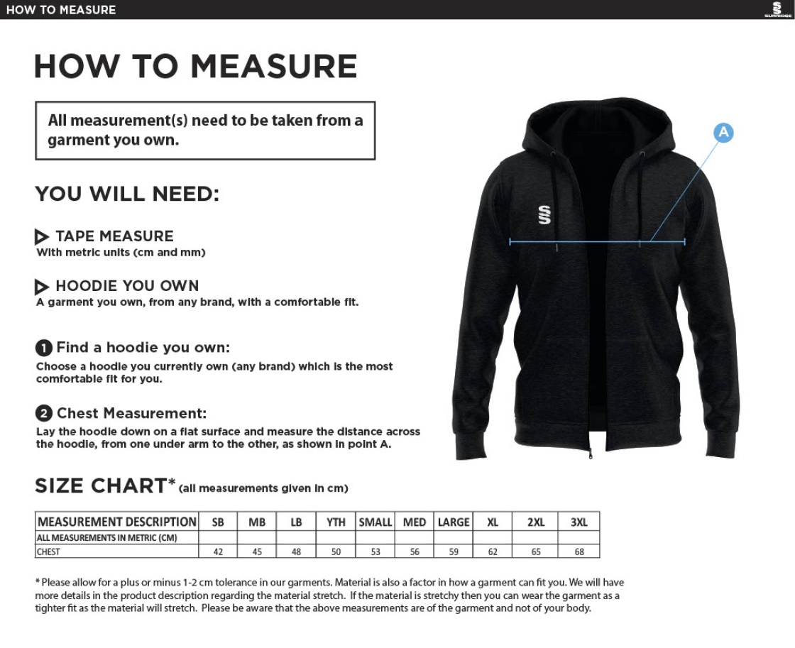 St Christophers School Staff - Dual Full Zip Hoody - Unisex Fit - Size Guide